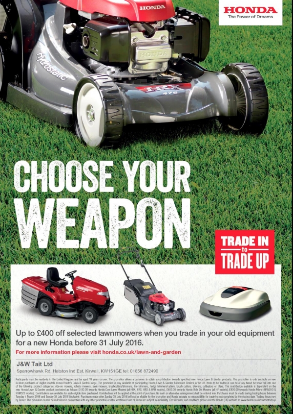 Trade in, trade up with up to £400 off selected mowers